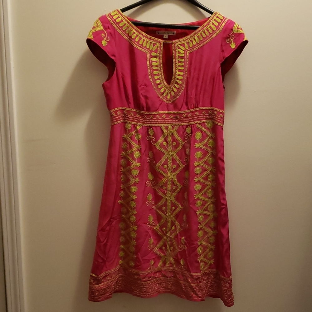 Nanette Lepore Pink Embroidered Silk Dress